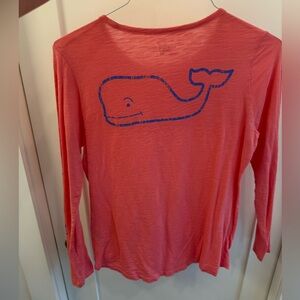 Vineyard Vines Coral Long Sleeve with Blue Whale